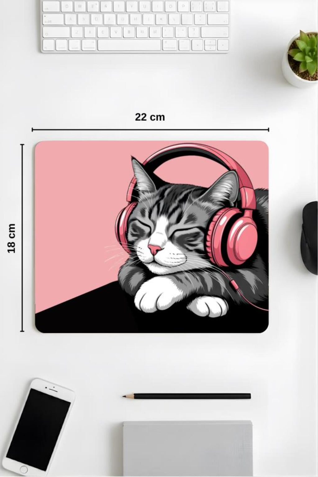 18x22 Cm Desenli Mouse Pad Uyuyan Kedi Baskılı Tasarımlı Mouse Pad,Ofis Aksesuarları Sleepy Cat