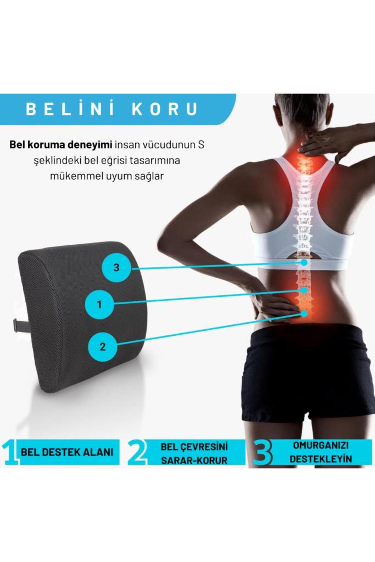 Ortopedik Ofis Sandalye Oto Araç Koltuk Bel Destek Yastığı Sırt Minderi