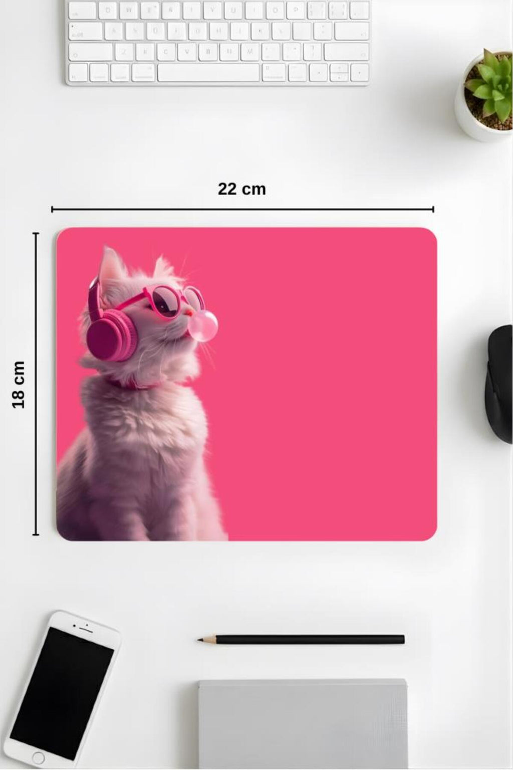 18x22 Cm Desenli Mouse Pad Uyuyan Kedi Baskılı Tasarımlı Mouse Pad,Ofis Aksesuarları Sleepy Cat