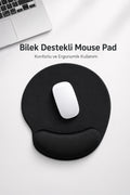 Bilek Destekli Mouse Pad Kaymaz Taban Konforlu Ofis , iş Oyuncu Mousepad Siyah