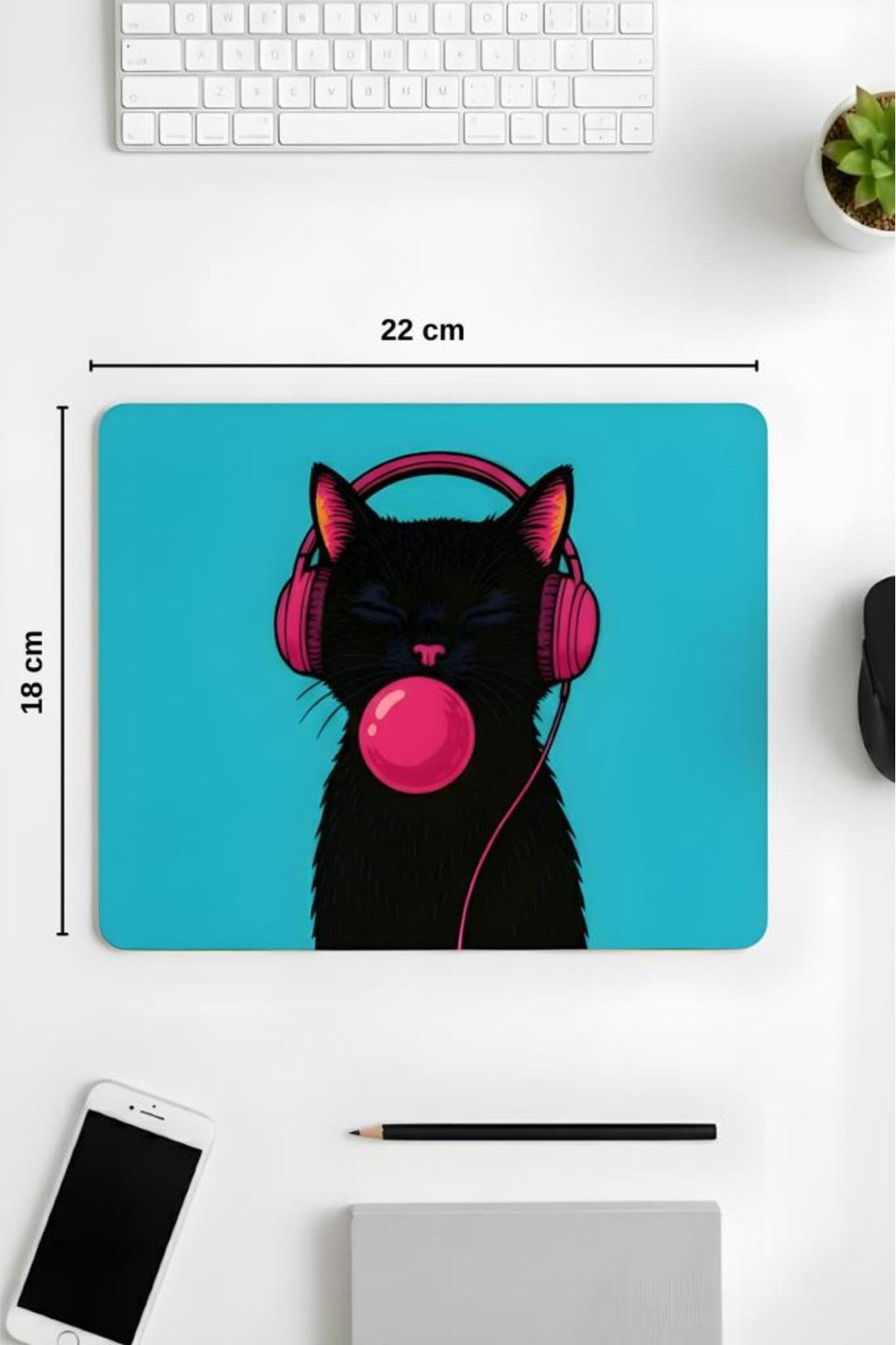 18x22 Cm Desenli Mouse Pad Uyuyan Kedi Baskılı Tasarımlı Mouse Pad,Ofis Aksesuarları Sleepy Cat