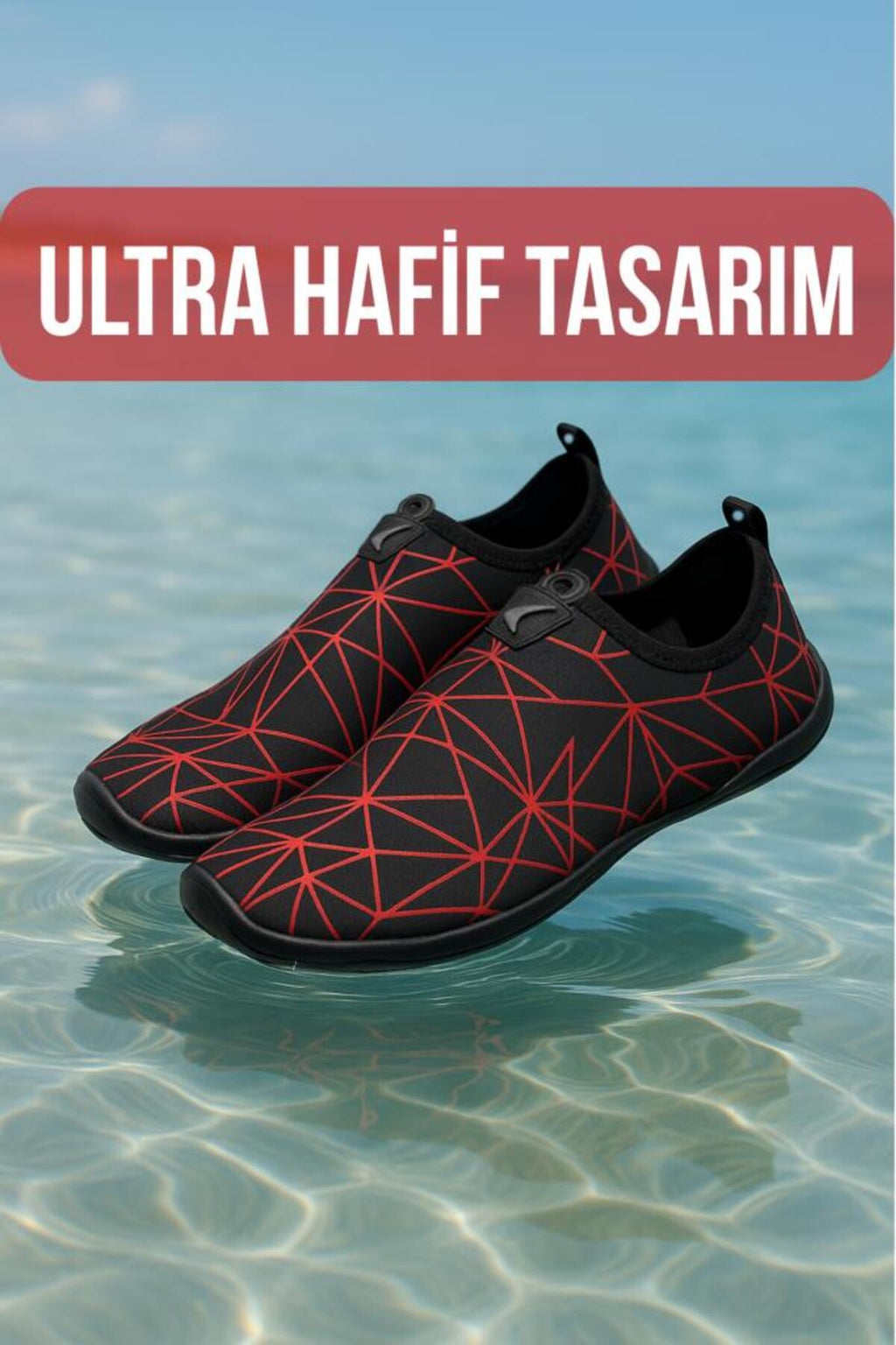 Prizma Black Red Deniz Ayakkabısı,Plaj Ayakkabısı,Havuz Ayakkabısı,Esnek Tasarım