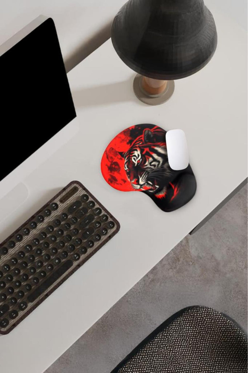 Red Flame Tiger Bilek Destekli Mouse Pad