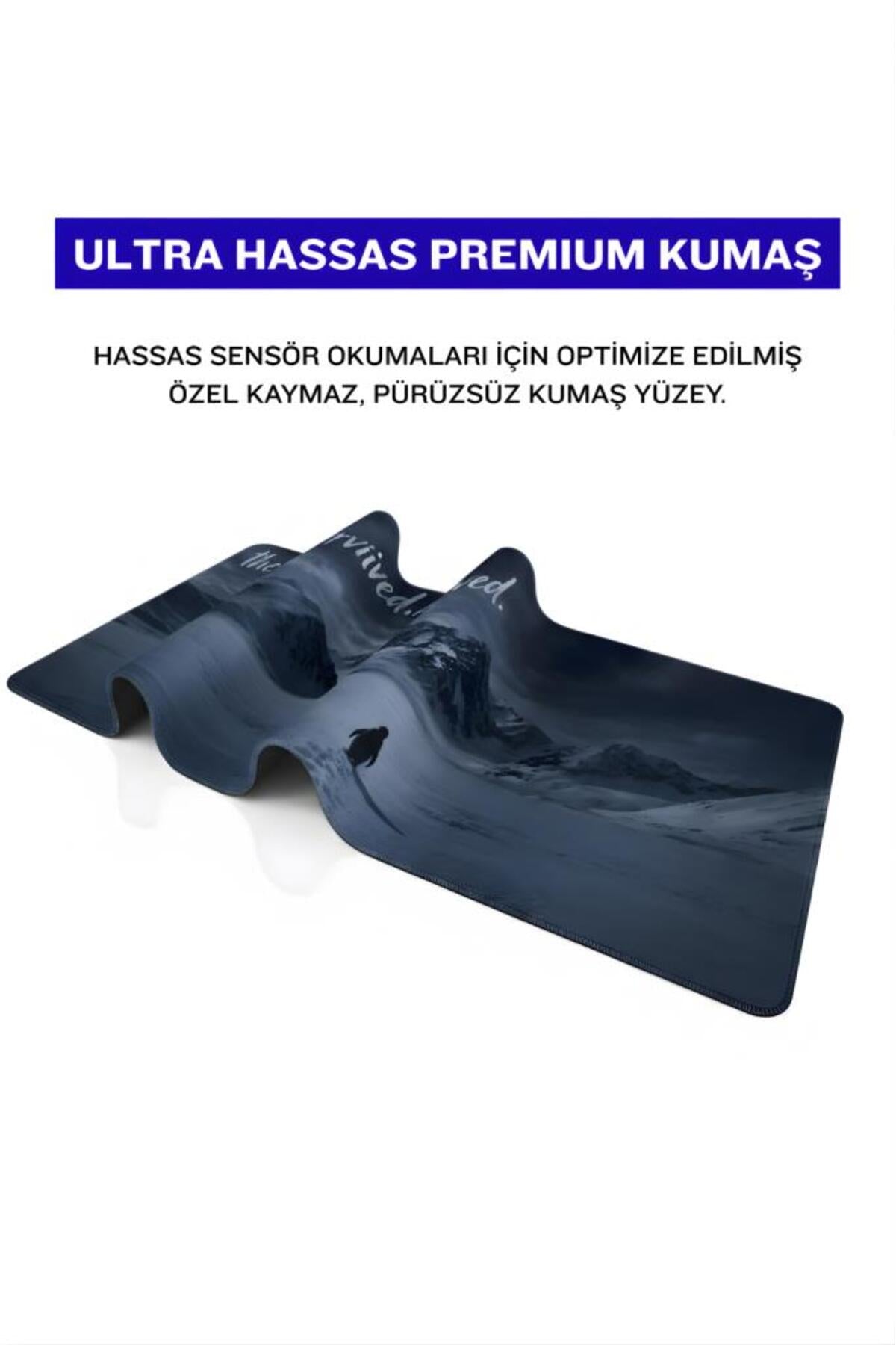 Penguen Temalı 90x40 cm Mouse Pad, Dikişli Kenar, Kaymaz, Ultra Geniş Mousepad