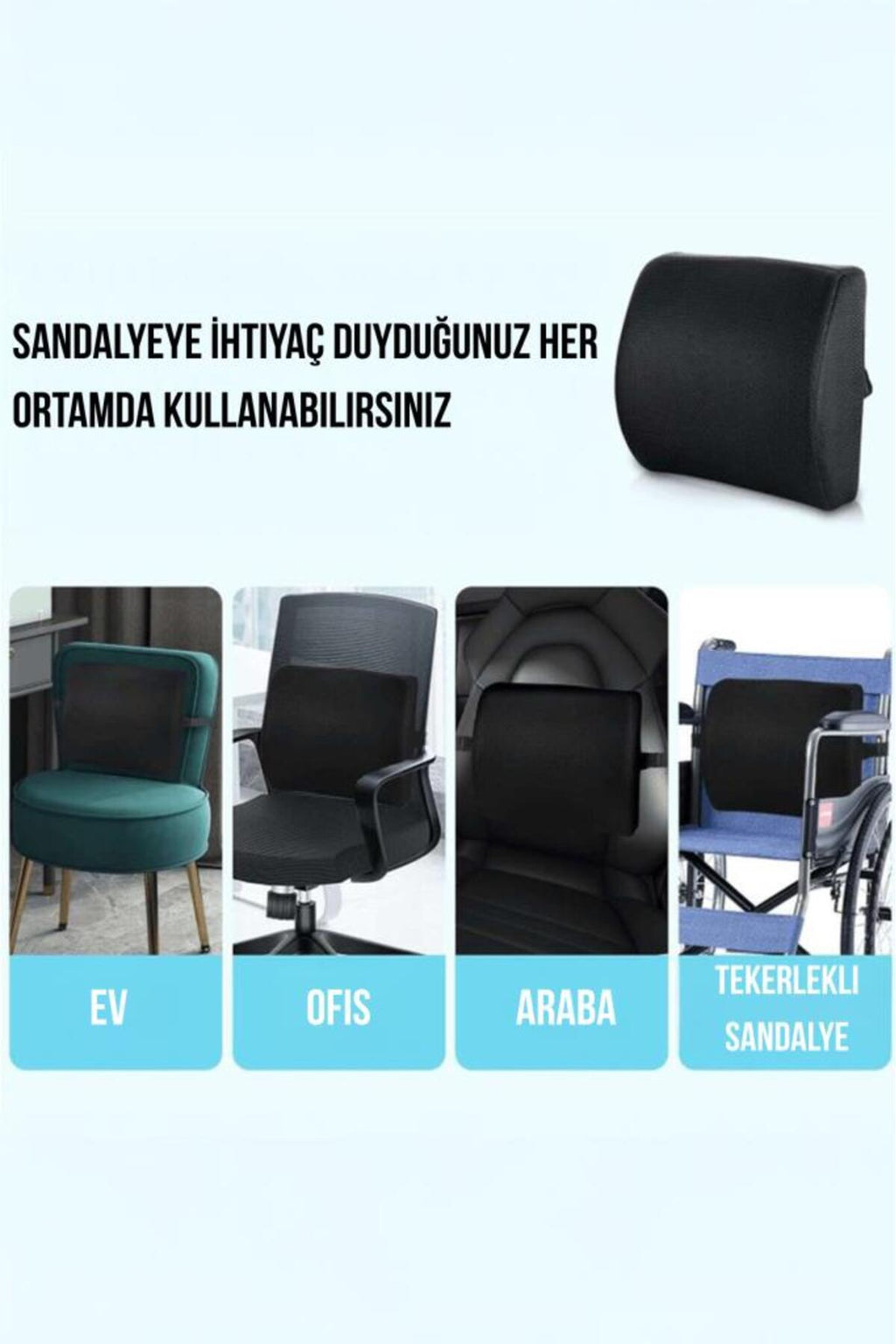 Visco Bel Destek Sırt Minderi Ortopedik Visko Yastık Bel Sırt destek minderi