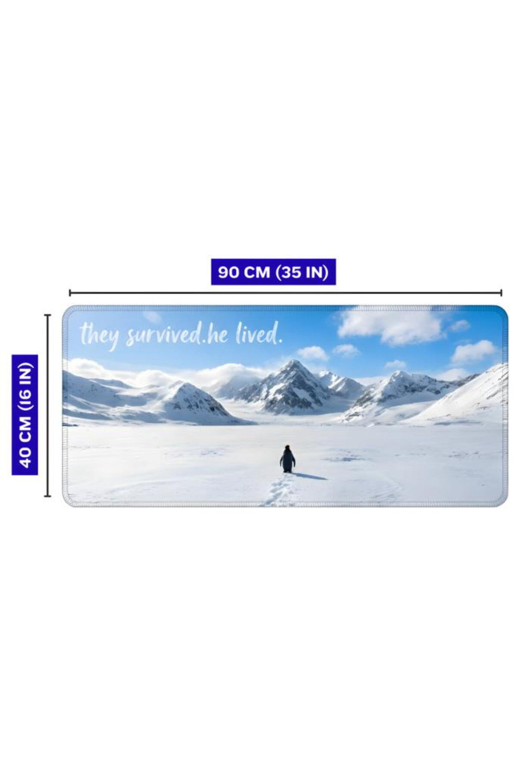 Penguen Temalı 90x40 cm Mouse Pad, Dikişli Kenar, Kaymaz, Ultra Geniş Mousepad