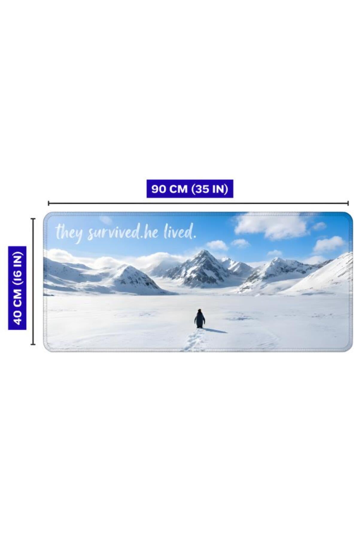 Penguen Temalı 90x40 cm Mouse Pad, Dikişli Kenar, Kaymaz, Ultra Geniş Mousepad