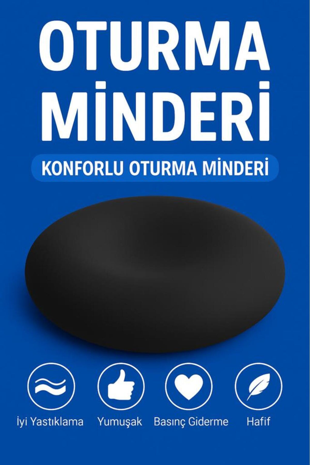 Oturma Simidi Sünger Minderi Yastığı Ortopedik Destekli Simit Minder Oturma Simidi