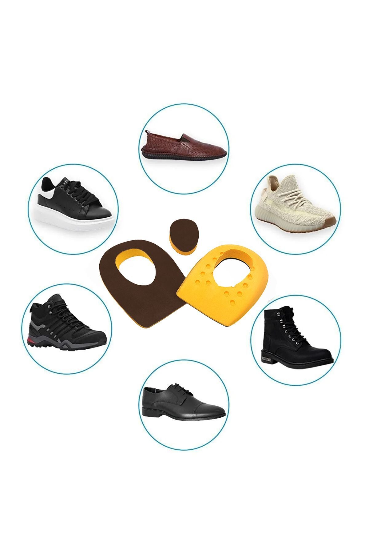 Heel Relief Deri Topuk Dikeni Tabanlık,Topuk Yumuşatıcı İç Taban,Gizli Topuk Dikeni Taban Kahverengi