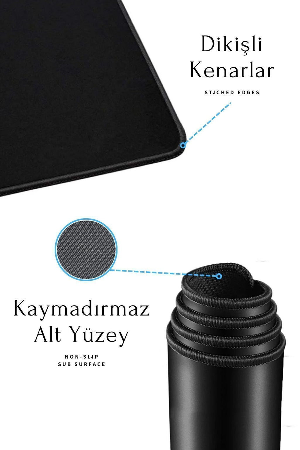 Oyuncu Gamer Mouse Pad,Fare altlığı,Kenar Dikişli Mouse Pad,Kaymaz Taban,Ofis Tipi Mouse Pad 70x30