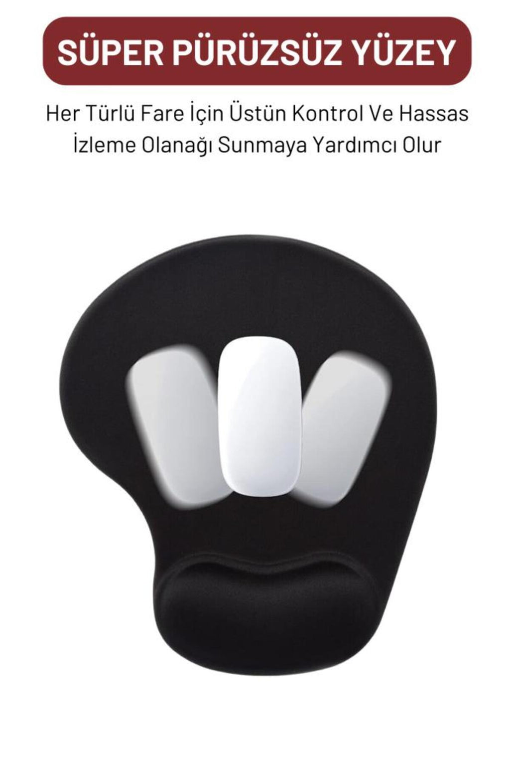 Bilek Destekli Mouse Pad Ergonomik Konforlu Kaymaz Mouse Pad Siyah