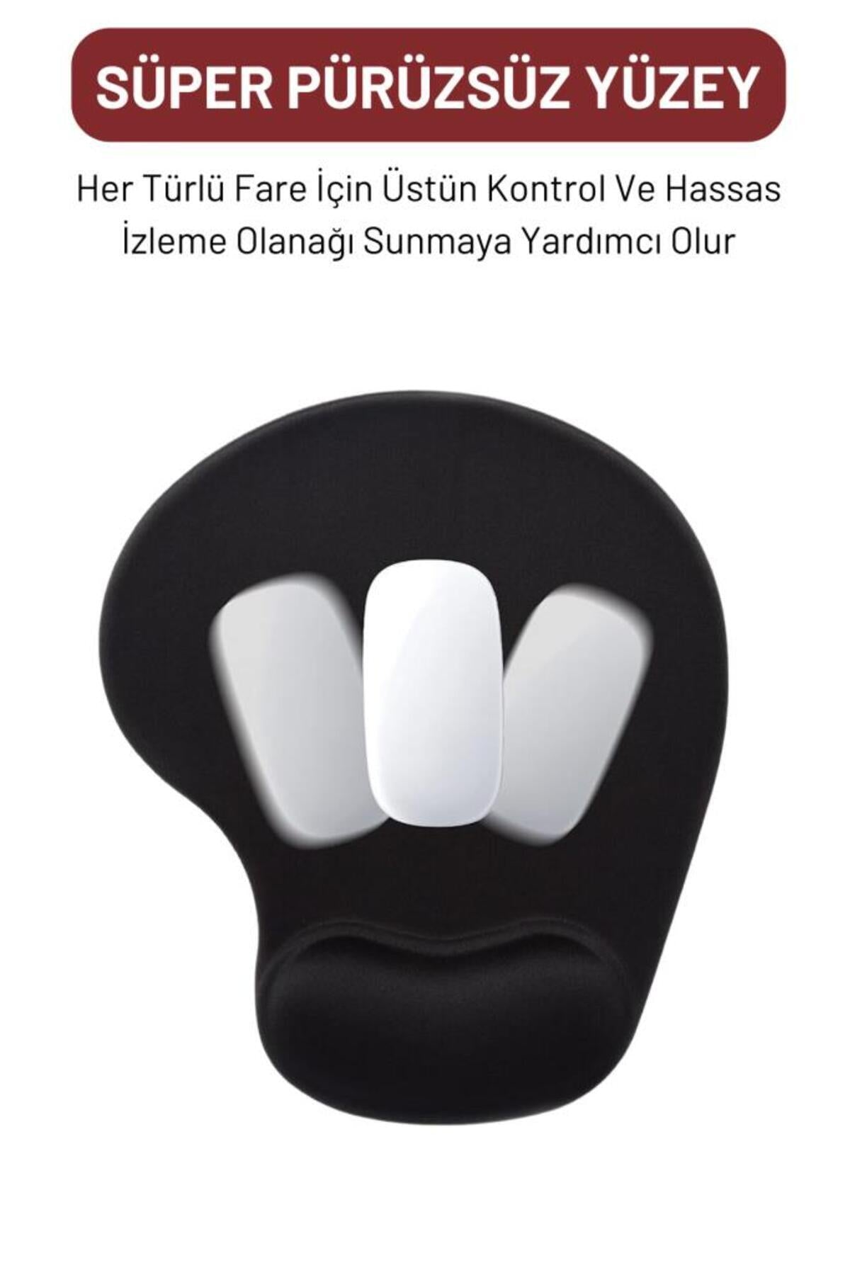 Bilek Destekli Mouse Pad Ergonomik Konforlu Kaymaz Mouse Pad Siyah