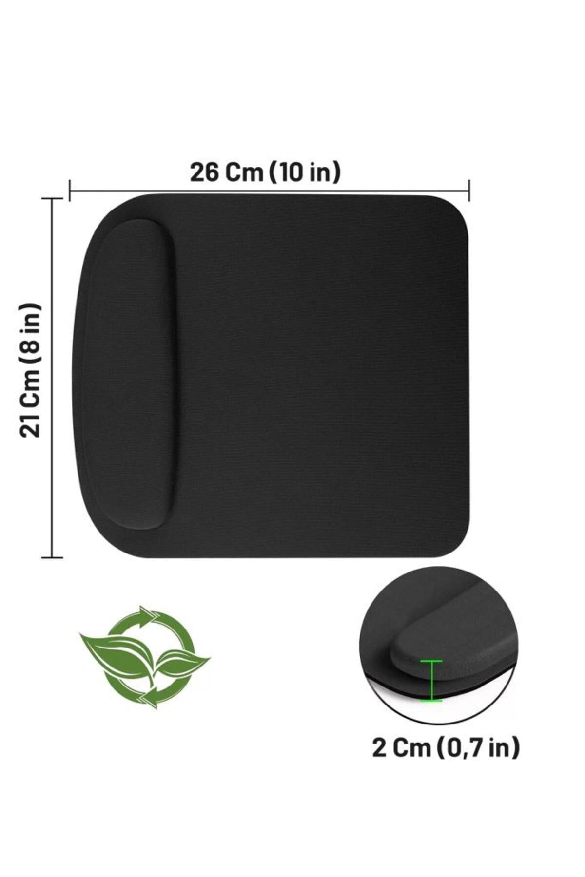 LMMESO01 | ERGOSOFT Kare Bilek Destekli Konfor Kaymaz Ergonomik Mouse Pad Siyah