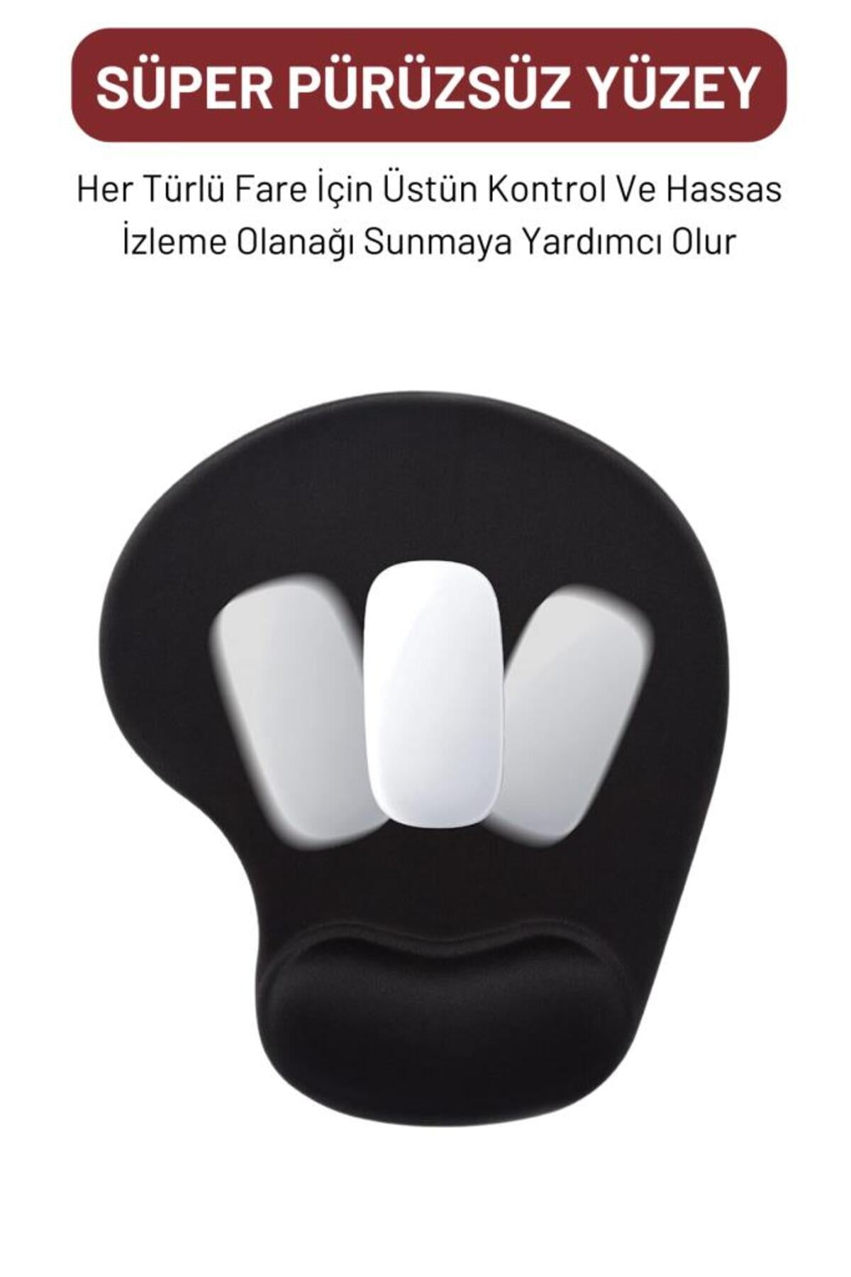 SoftRest Bilek Destekli Konfor Kaymaz Ergonomik Mouse Pad Siyah