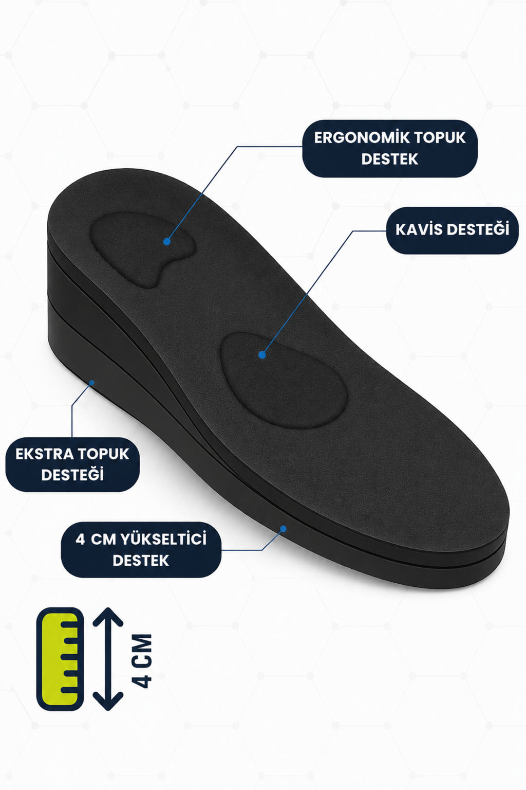 4 Cm Boy Uzatıcı Tabanlık Etklileyici Boy Uzatan Tabanlık