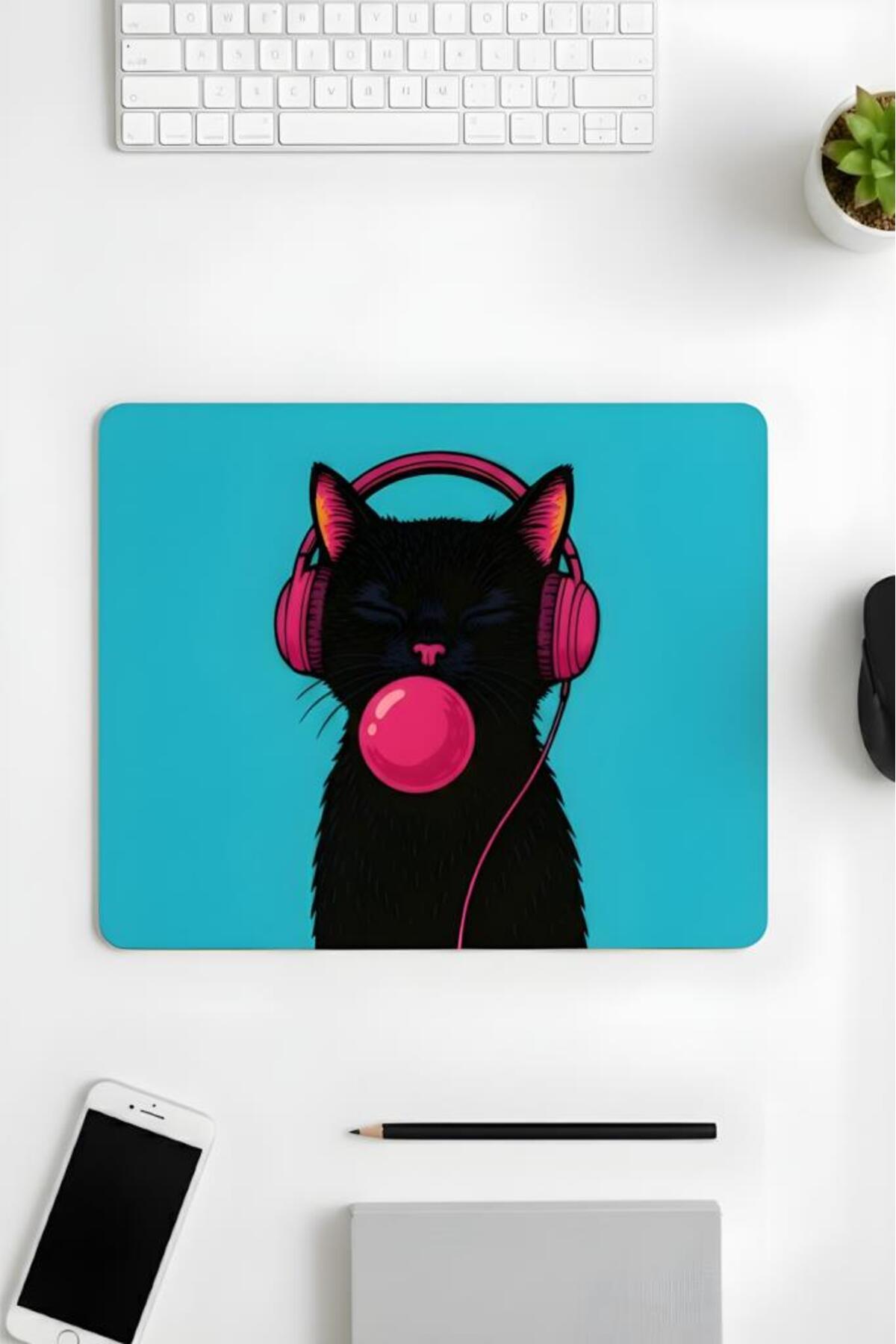 18x22 Cm Desenli Mouse Pad Uyuyan Kedi Baskılı Tasarımlı Mouse Pad,Ofis Aksesuarları Sleepy Cat