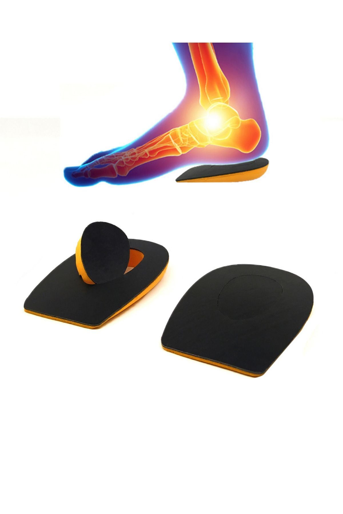 Heel Relief Deri Topuk Dikeni Tabanlık,Topuk Yumuşatıcı İç Taban,Gizli Topuk Dikeni Tabanlık, Siyah