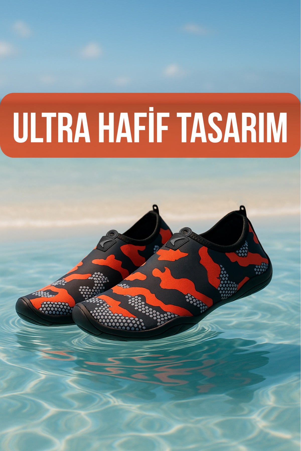 Turuncu Kamuflaj Kamuflaj Deniz Ayakkabısı,Plaj Ayakkabısı,Havuz Ayakkabısı,Esnek Tasarım