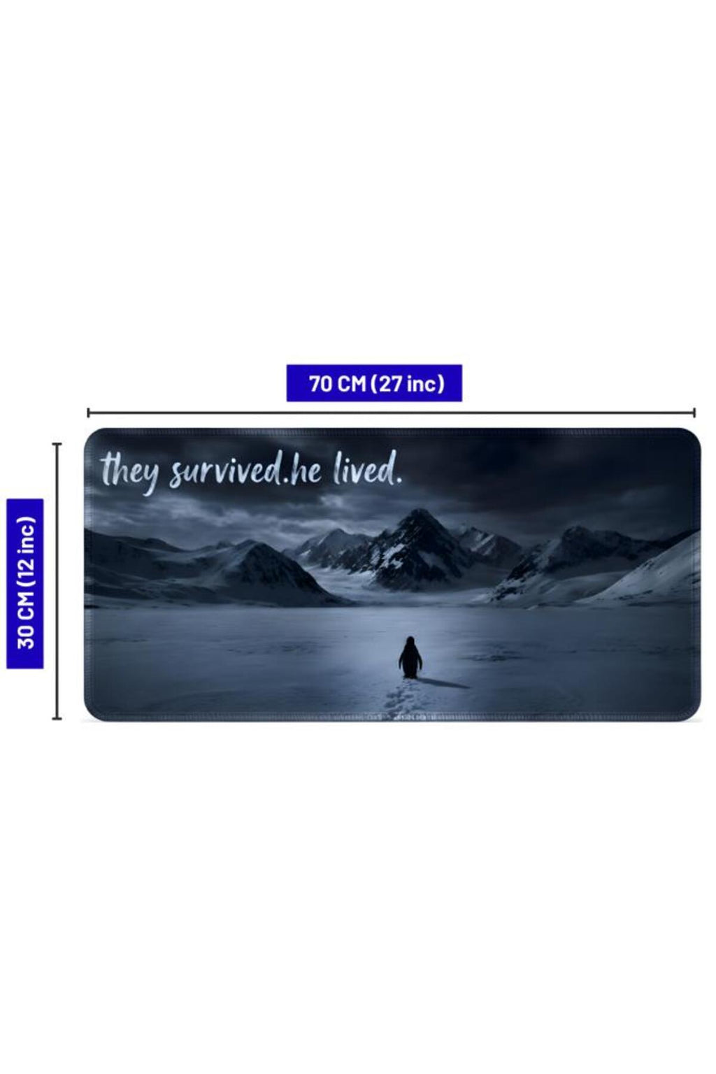 Penguen Temalı 70x30 cm Mouse Pad, Dikişli Kenar, Kaymaz, Ultra Geniş Mousepad