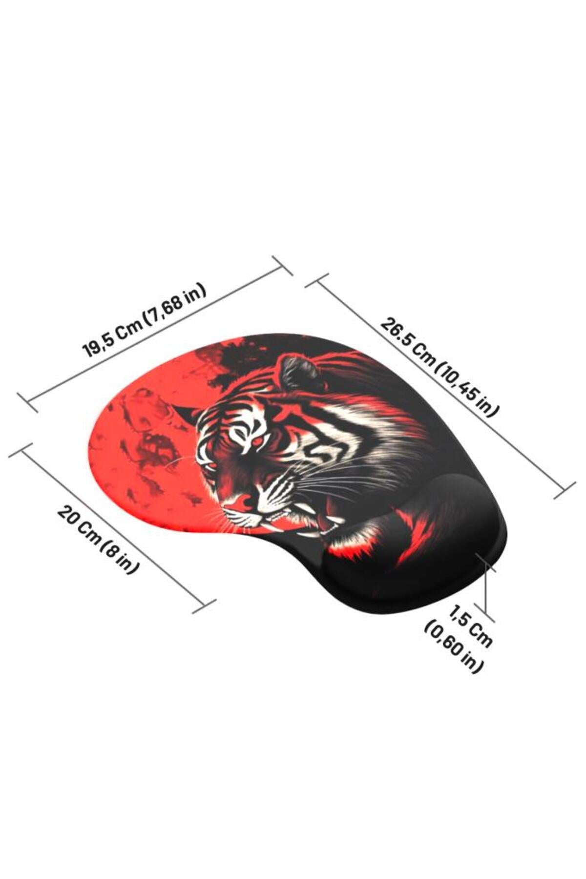 Red Flame Tiger Bilek Destekli Mouse Pad
