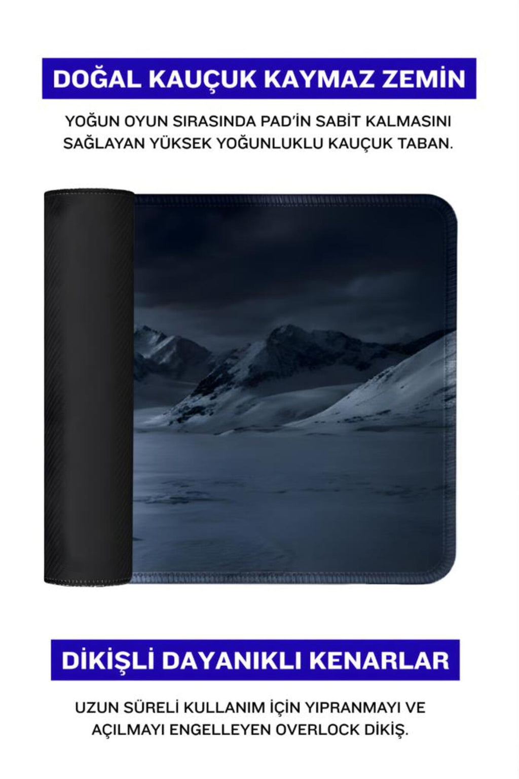 Penguen Temalı 90x40 cm Mouse Pad, Dikişli Kenar, Kaymaz, Ultra Geniş Mousepad