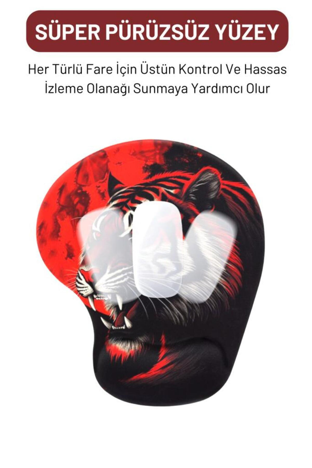Red Flame Tiger Bilek Destekli Mouse Pad