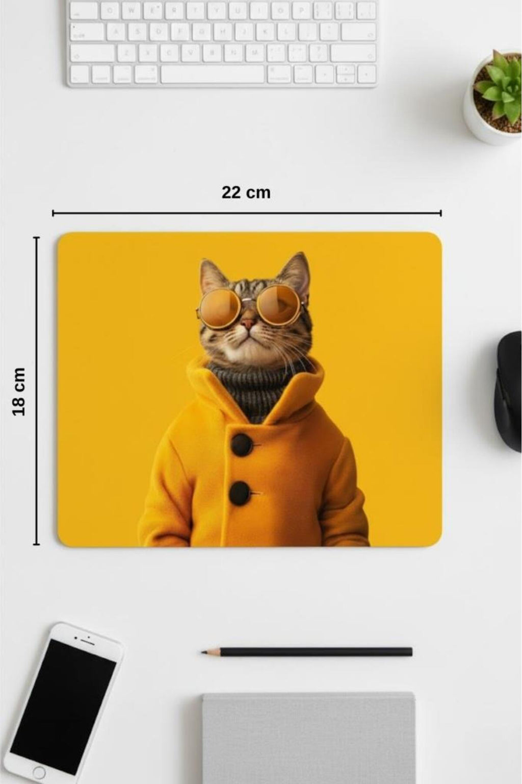 18x22 Cm Desenli Mouse Pad Uyuyan Kedi Baskılı Tasarımlı Mouse Pad,Ofis Aksesuarları Sleepy Cat