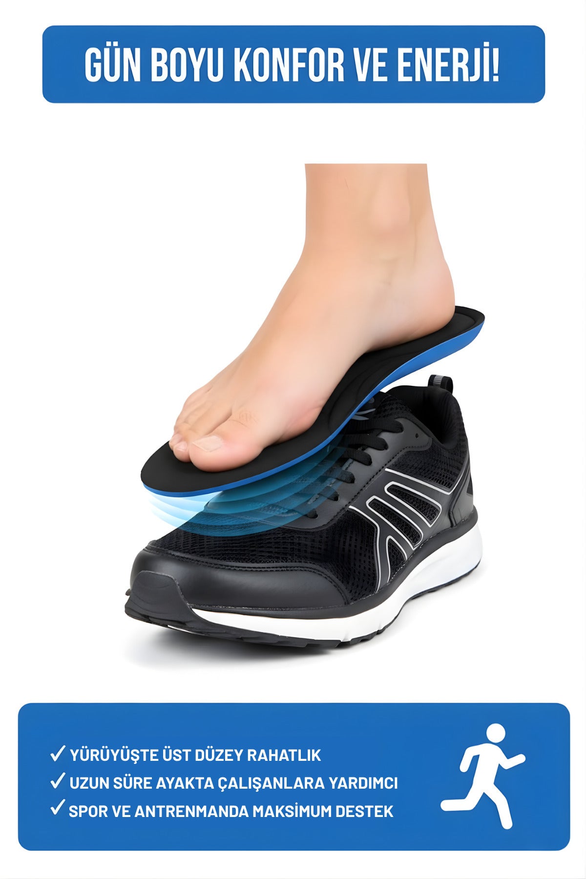 Golden Feet Memory Foam Ortopedik Tabanlık Rahat Yumuşak Konforlu Destekli Günlük Spor Erkek Kadın
