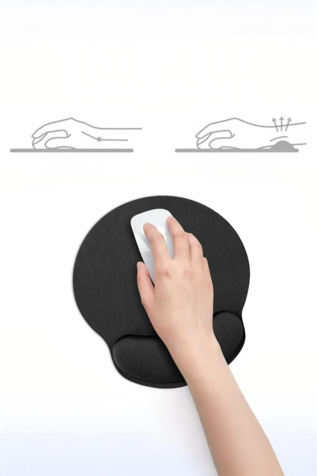 ComfiPad Bilek Destekli Konfor Kaymaz Ergonomik Mouse Pad Siyah