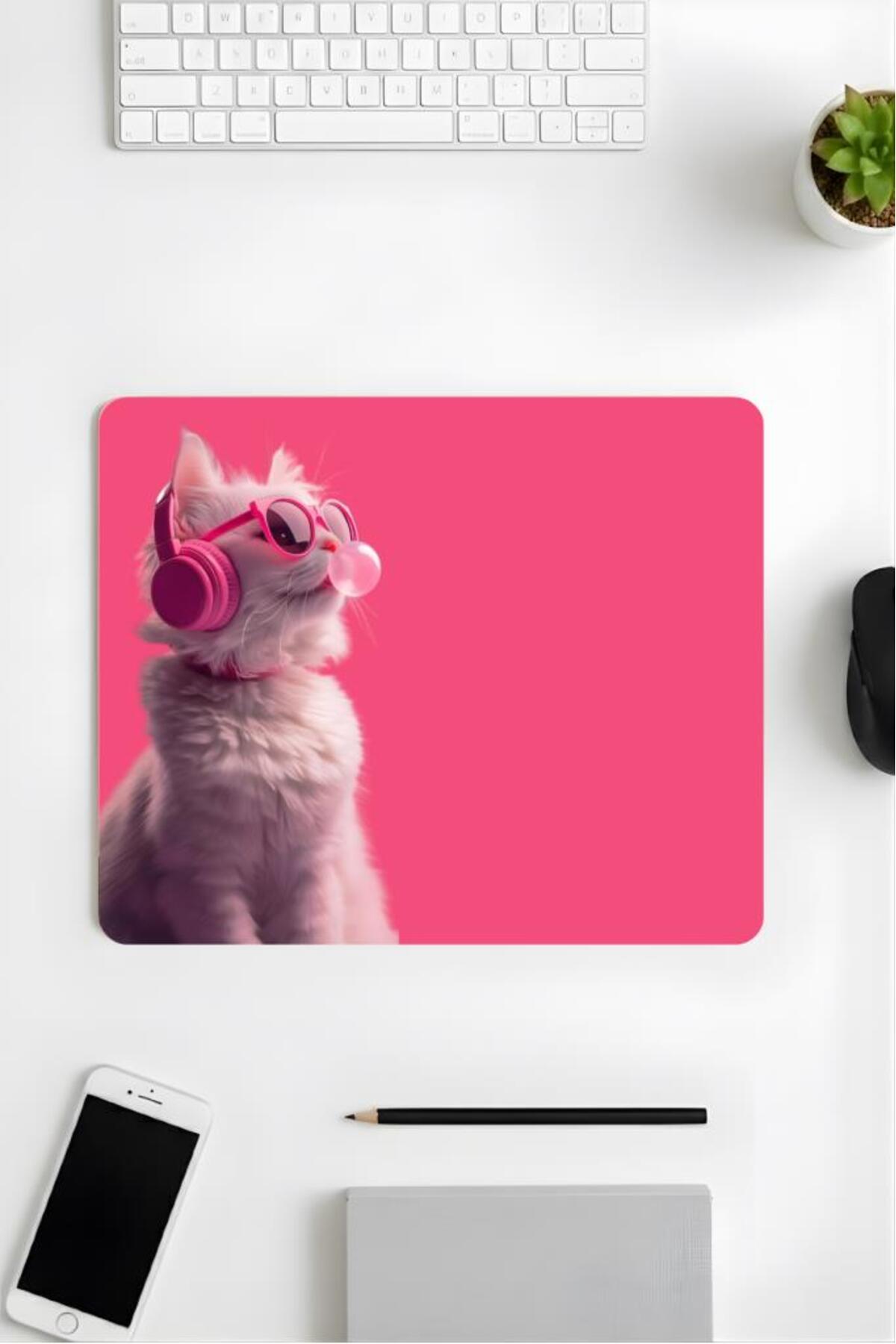 18x22 Cm Desenli Mouse Pad Uyuyan Kedi Baskılı Tasarımlı Mouse Pad,Ofis Aksesuarları Sleepy Cat