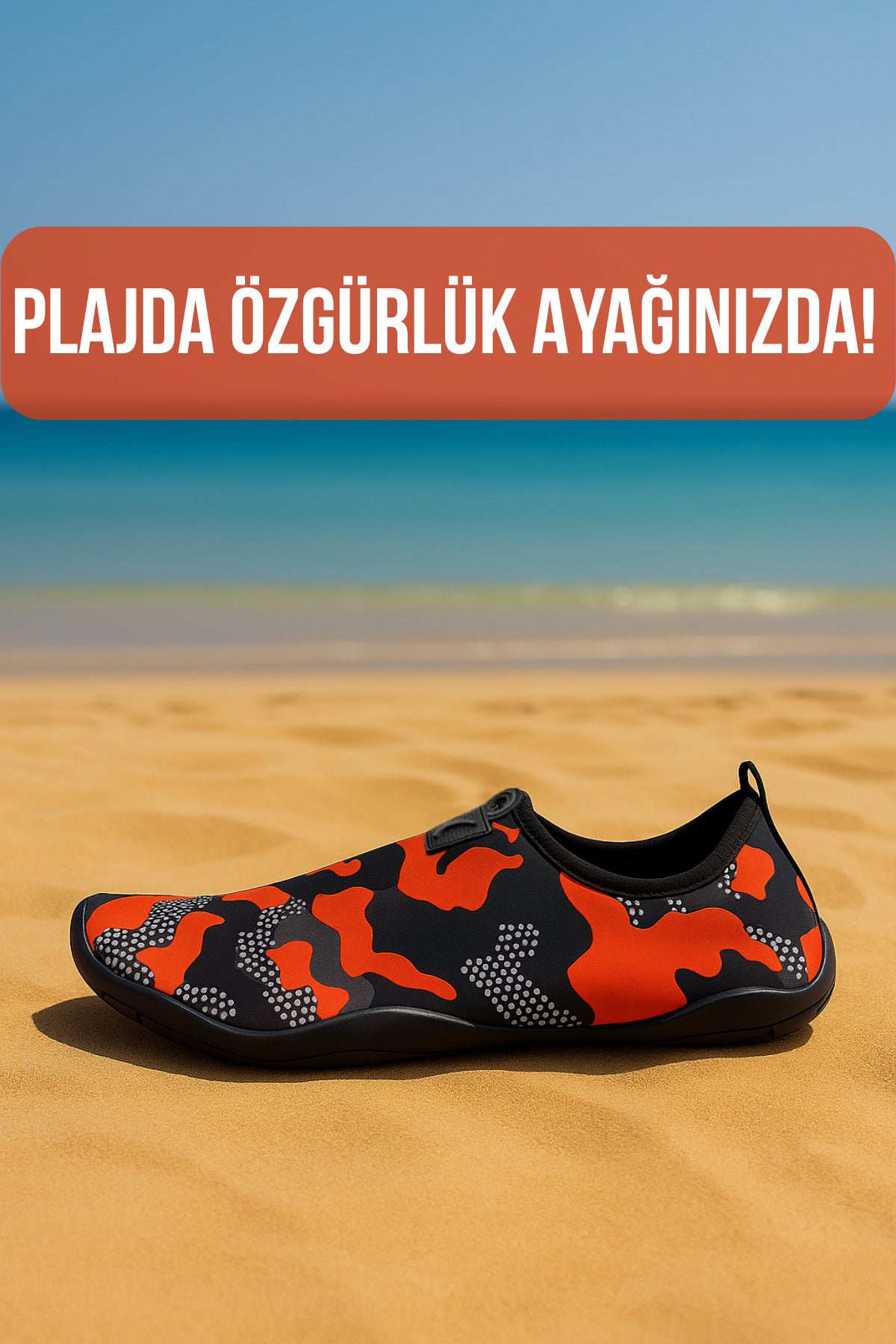 Turuncu Kamuflaj Kamuflaj Deniz Ayakkabısı,Plaj Ayakkabısı,Havuz Ayakkabısı,Esnek Tasarım