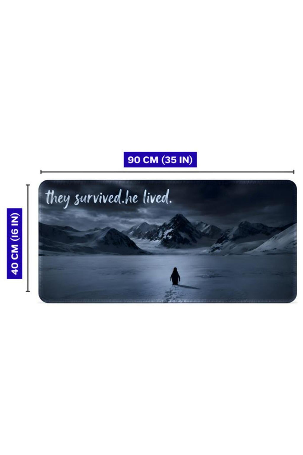 Penguen Temalı 90x40 cm Mouse Pad, Dikişli Kenar, Kaymaz, Ultra Geniş Mousepad