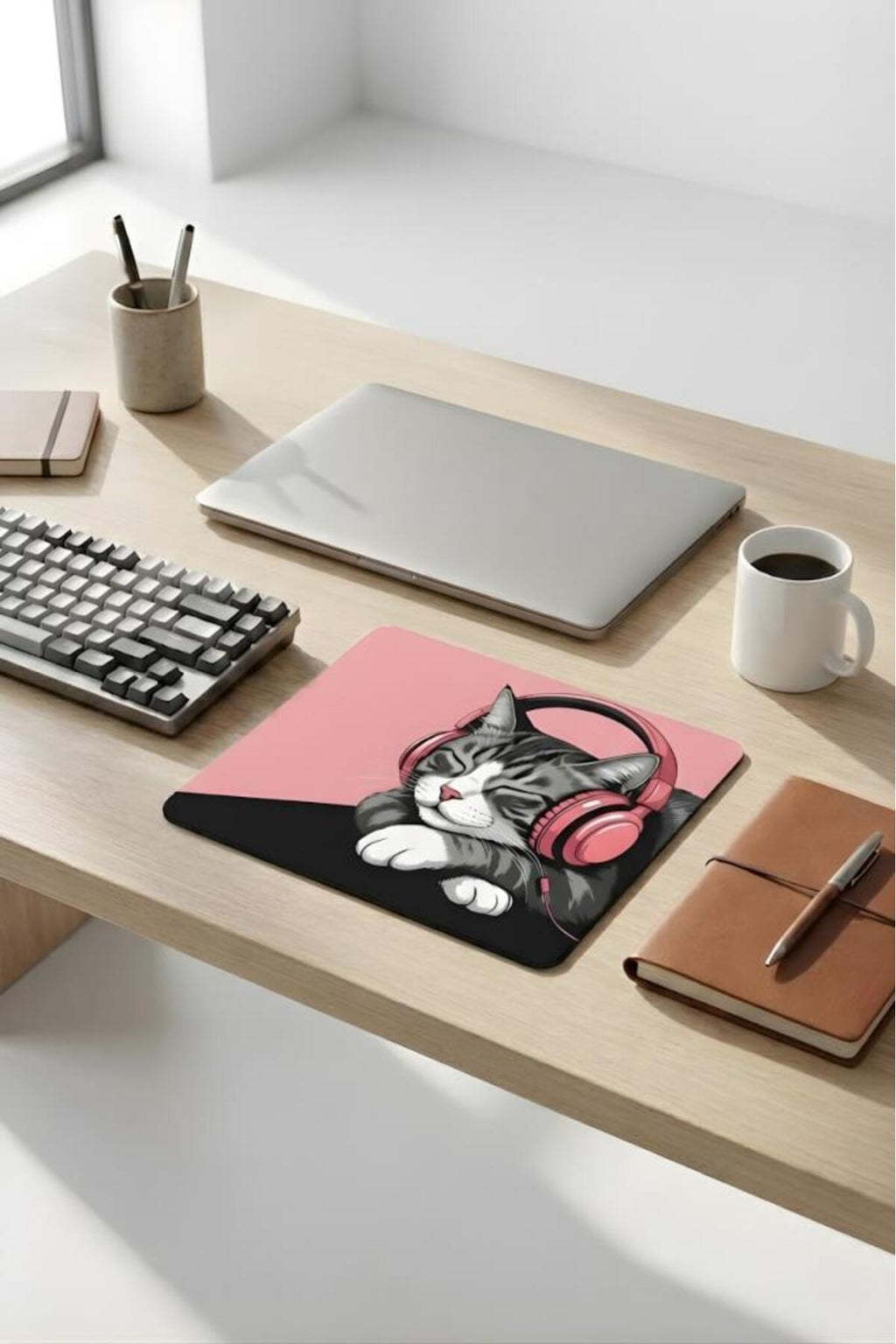 18x22 Cm Desenli Mouse Pad Uyuyan Kedi Baskılı Tasarımlı Mouse Pad,Ofis Aksesuarları Sleepy Cat