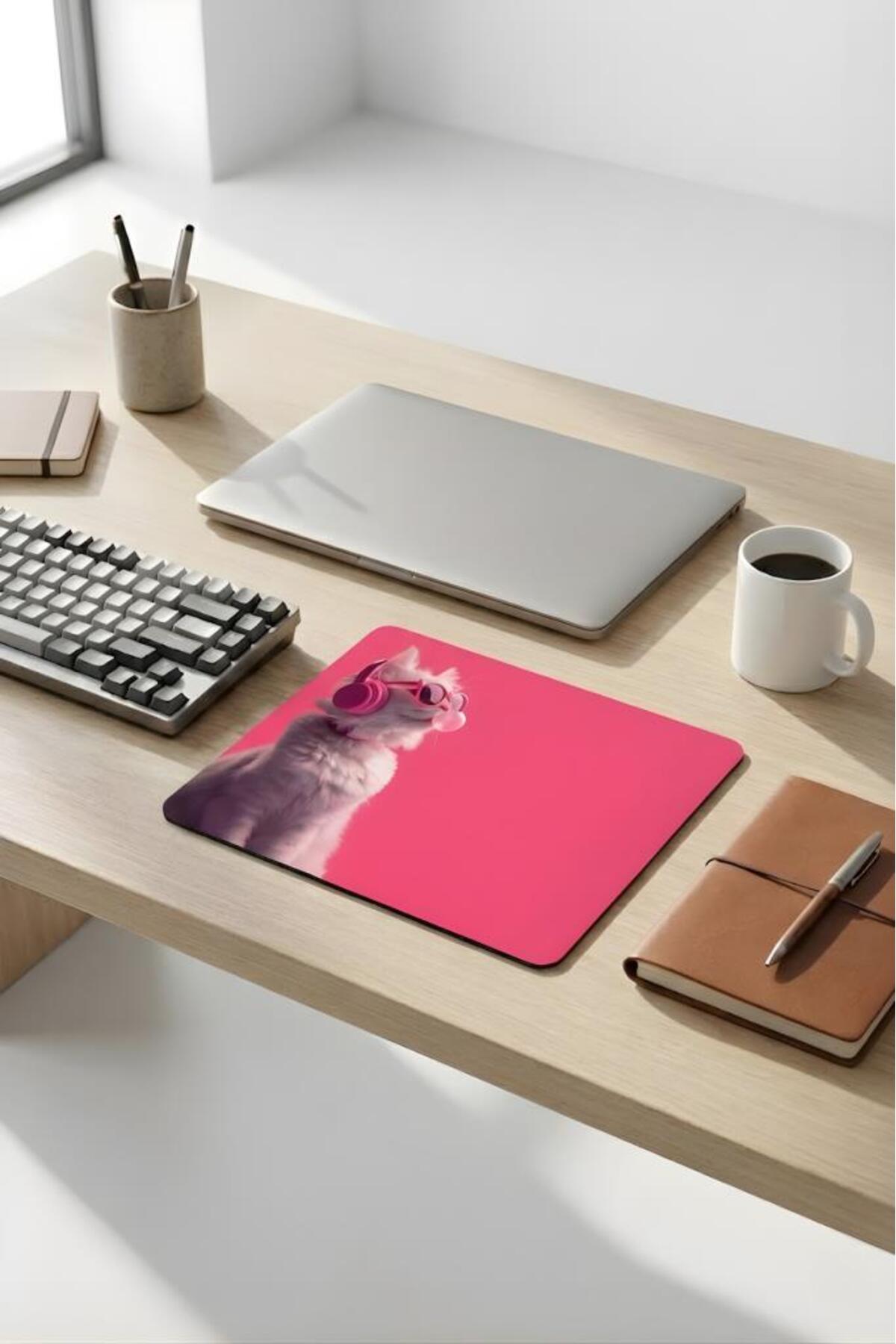 18x22 Cm Desenli Mouse Pad Uyuyan Kedi Baskılı Tasarımlı Mouse Pad,Ofis Aksesuarları Sleepy Cat
