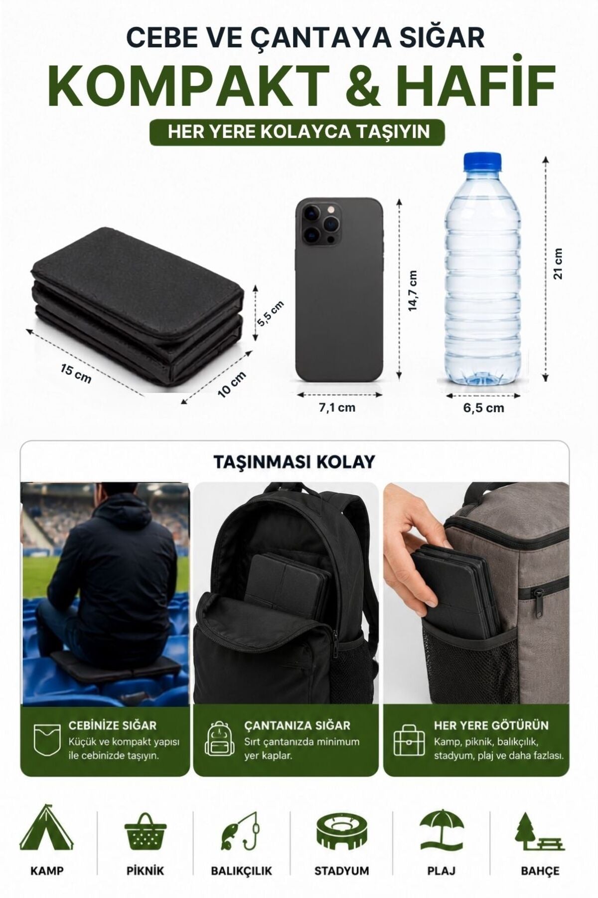 Katlanabilir Oturma Minderi – Pembe Kamp Minderi, Outdoor Aktiviteler İçin Hafif ve Taşınabilir Kamp Matı