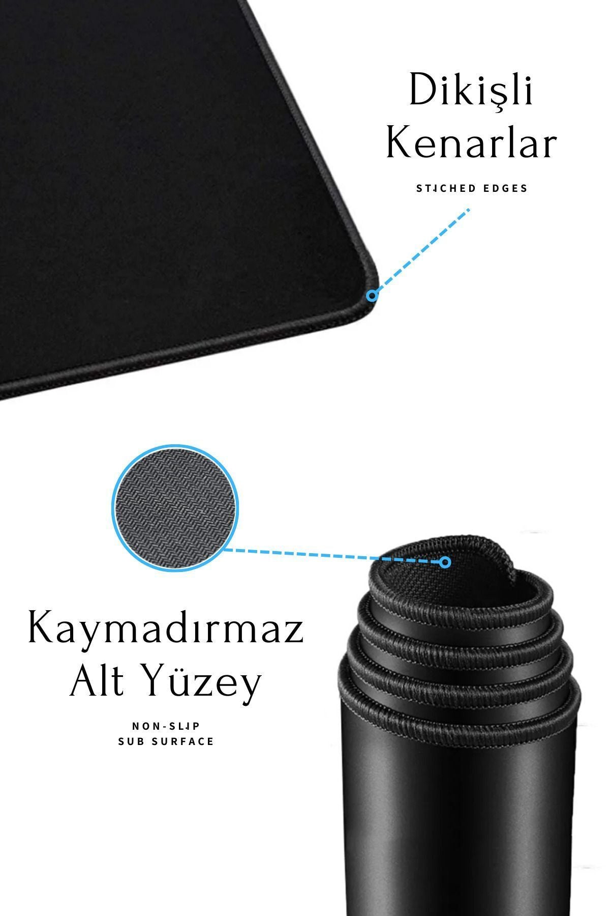 Oyuncu Gamer Mouse Pad,Fare altlığı,Kenar Dikişli Mouse Pad,Kaymaz Taban,Ofis Tipi Mouse Pad 35x28