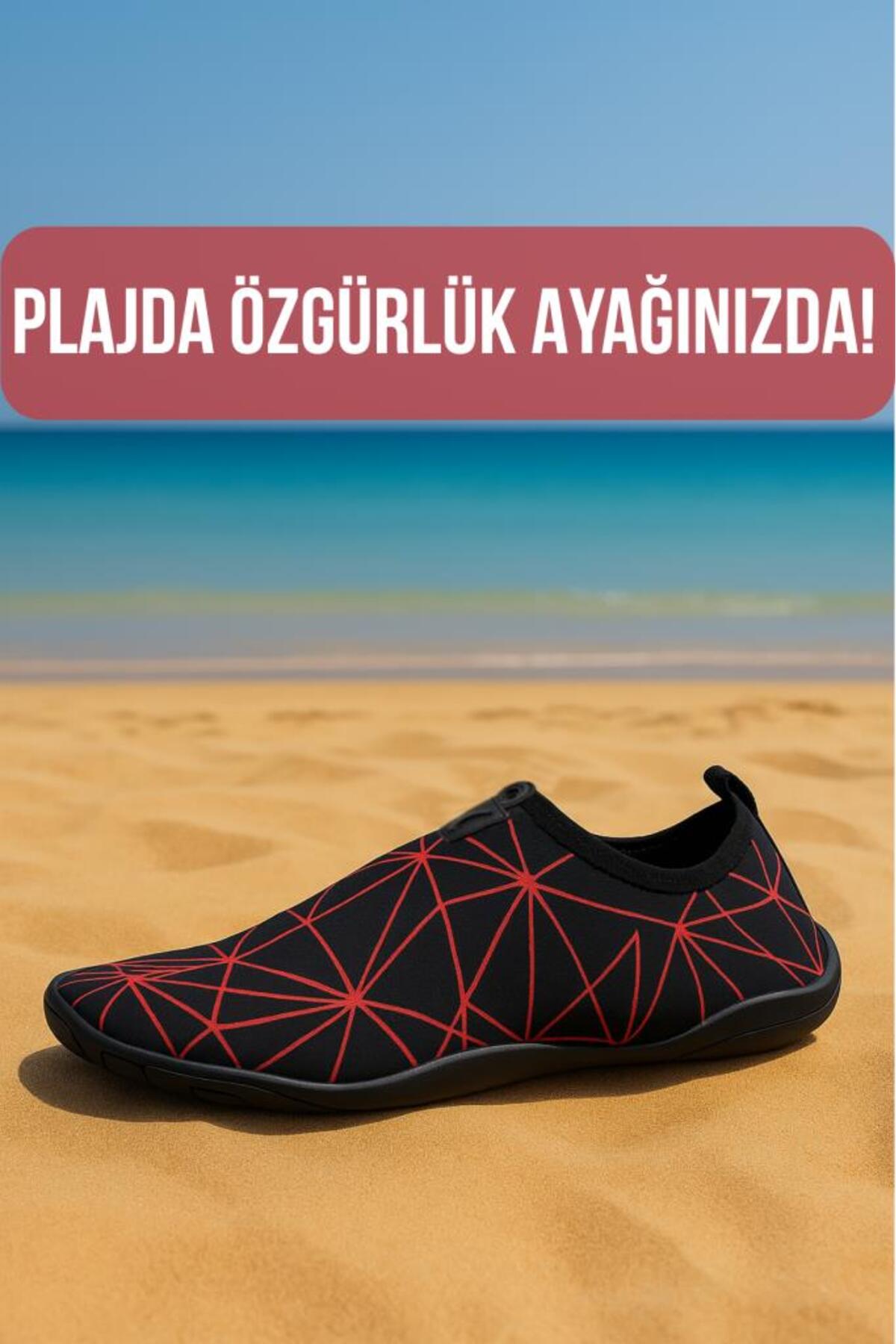 Prizma Black Red Deniz Ayakkabısı,Plaj Ayakkabısı,Havuz Ayakkabısı,Esnek Tasarım